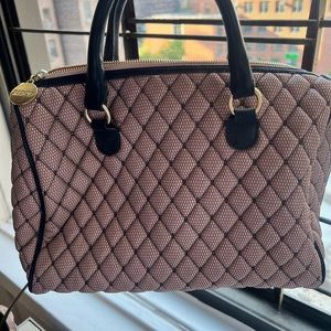 Red Valentino light pink leather bag with black mesh cover and black hand straps